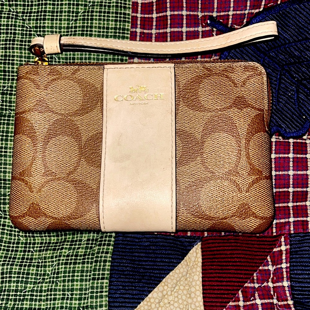 Coach signature canvas wristlet wallet